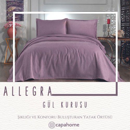 Çapa home Allegra Flat Lüks Şönil Yatak Örtüsü-gül kurusu